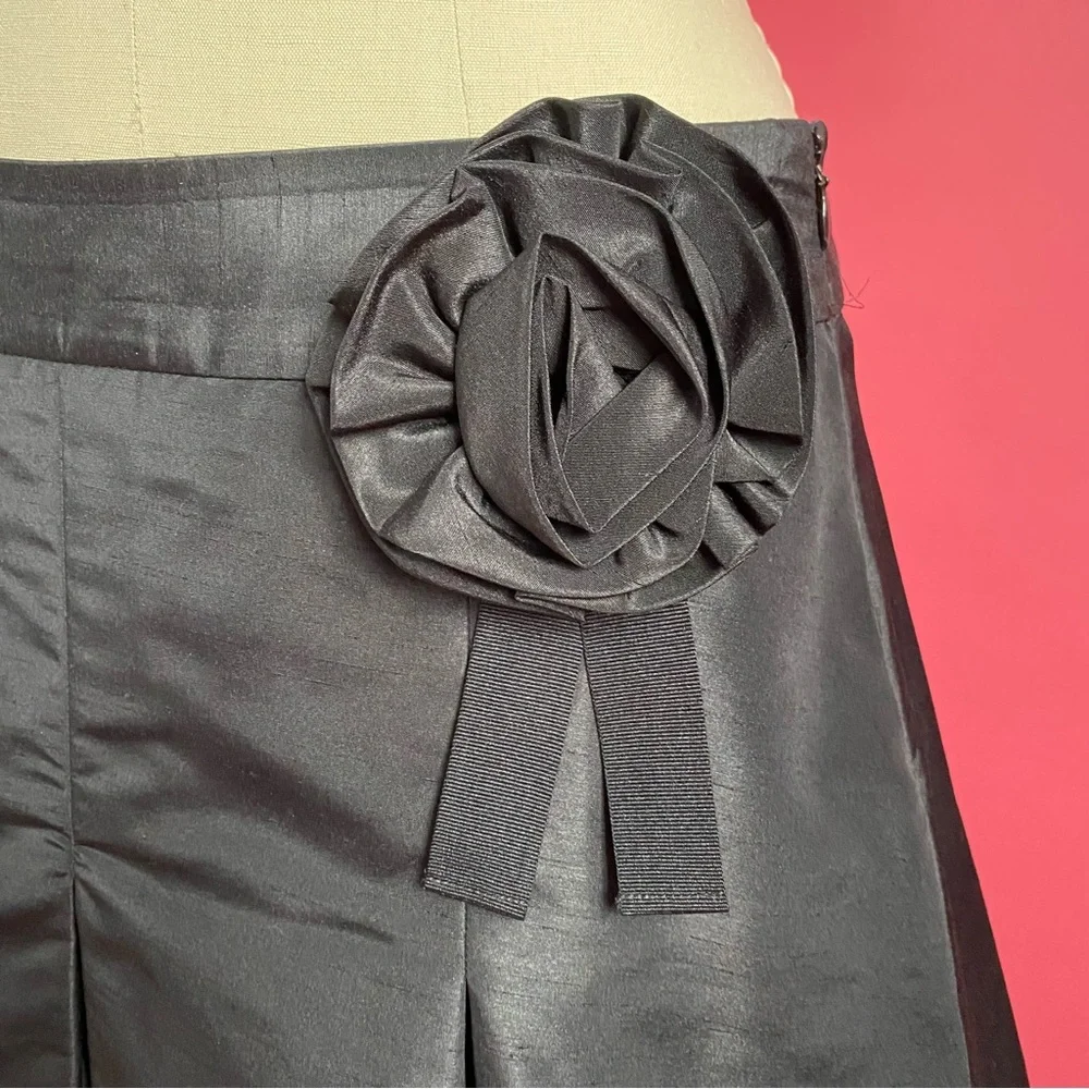 ❌NFS Vintage Y2K Oscar De La Renta Coquette Pleated Midi Skirt Rosette 8 - Picture 6 of 16